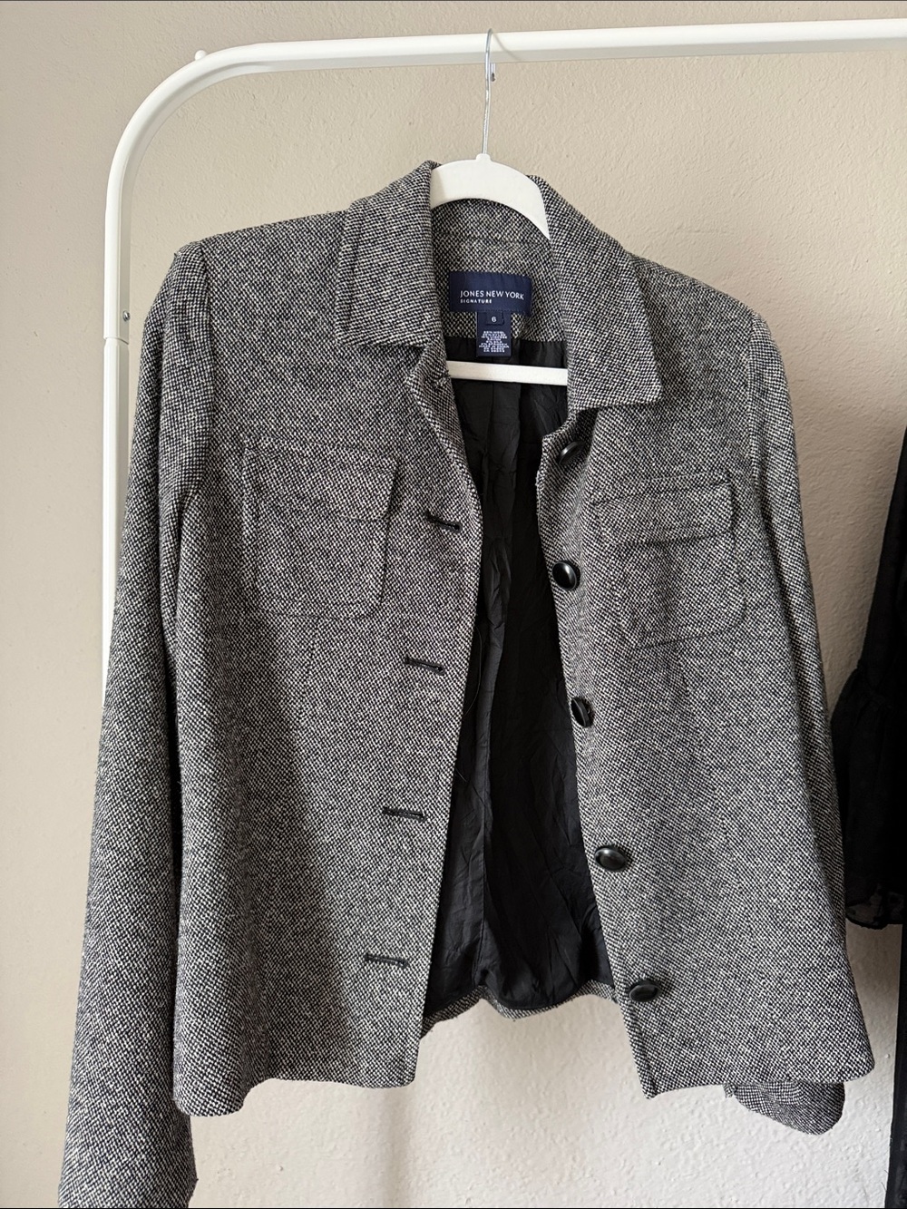 Jones New York Gray Herringbone Button Jacket